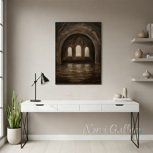 Mystical Arch Tunnel Hand-Painted Textured Landscape Oil Painting #SS208