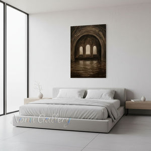 Mystical Arch Tunnel Hand-Painted Textured Landscape Oil Painting #SS208