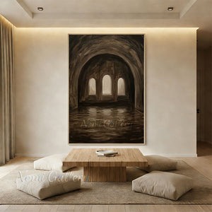 Mystical Arch Tunnel Hand-Painted Textured Landscape Oil Painting #SS208