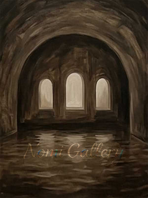 Mystical Arch Tunnel Hand-Painted Textured Landscape Oil Painting #SS208
