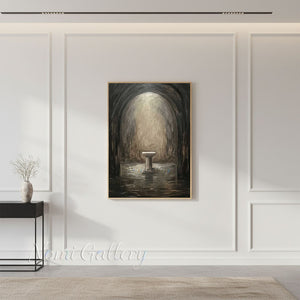 Mystical Pedestal Arch Light Hand-Painted Textured Oil Painting #SS209