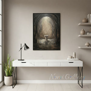Mystical Pedestal Arch Light Hand-Painted Textured Oil Painting #SS209