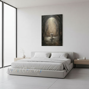 Mystical Pedestal Arch Light Hand-Painted Textured Oil Painting #SS209