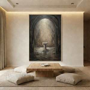 Mystical Pedestal Arch Light Hand-Painted Textured Oil Painting #SS209