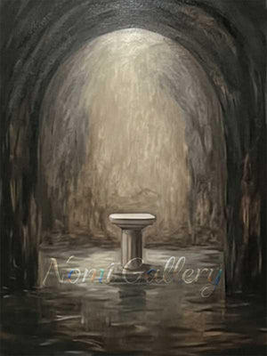 Mystical Pedestal Arch Light Hand-Painted Textured Oil Painting #SS209