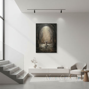 Mystical Pedestal Arch Light Hand-Painted Textured Oil Painting #SS209