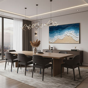 Abstract Ocean Waves Blue Canvas Wall Art #SS229