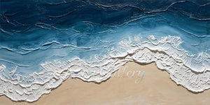 Abstract Ocean Waves Blue Canvas Wall Art #SS229