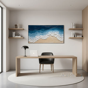 Abstract Ocean Waves Blue Canvas Wall Art #SS229