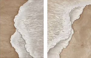 Hand-Painted Ocean Waves 3D Textured Diptych Abstract Art Set #SS078
