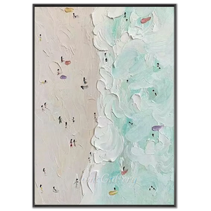 Textured Coastal Beach Day Abstract Painting #NM714