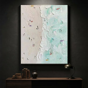 Textured Coastal Beach Day Abstract Painting #NM714