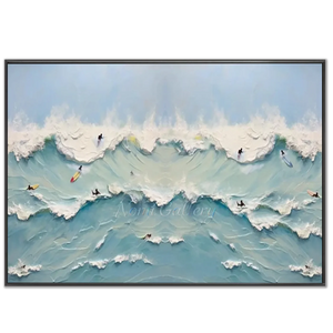 Textured Ocean Waves Surfing Art - Dynamic Blue Seascape #NM660