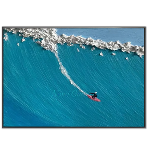 Textured Ocean Wave Surfing Art - Dynamic Blue & White #NM662