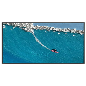 Textured Ocean Wave Surfing Art - Dynamic Blue & White #NM662