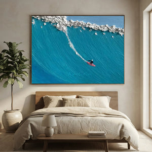 Textured Ocean Wave Surfing Art - Dynamic Blue & White #NM662