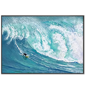Crashing Wave Surfer Textured Oil Painting #NM663