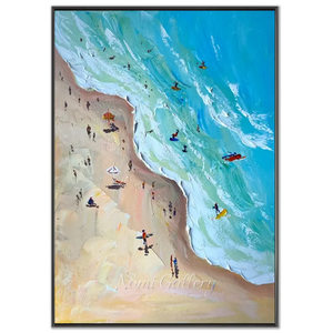 Vibrant Textured Beach Day Oil Painting #NM716