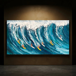 Epic Wave Riders Textured Oil Painting #NM664