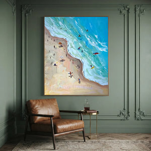 Vibrant Textured Beach Day Oil Painting #NM716