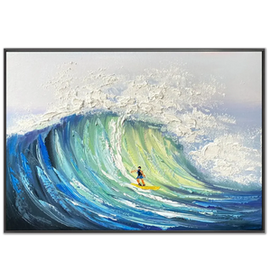 Dynamic Ocean Wave Surfer Art - Textured Canvas #NM665