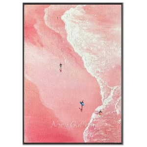 Pink Beach Aerial View Textured Art #NM717