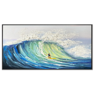 Dynamic Ocean Wave Surfer Art - Textured Canvas #NM665