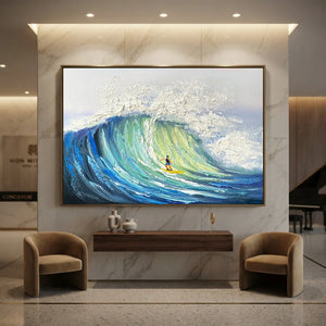 Dynamic Ocean Wave Surfer Art - Textured Canvas #NM665