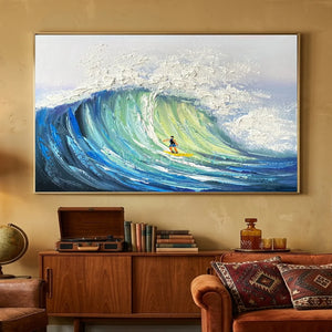 Dynamic Ocean Wave Surfer Art - Textured Canvas #NM665