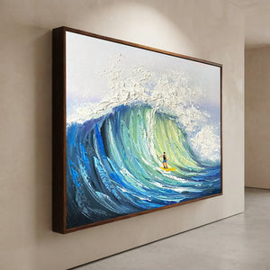 Dynamic Ocean Wave Surfer Art - Textured Canvas #NM665