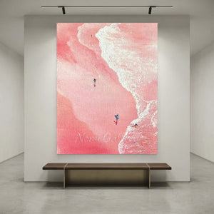 Pink Beach Aerial View Textured Art #NM717