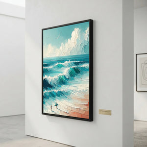 Vibrant Textured Ocean Waves Oil Painting #NM719