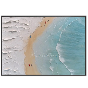 Textured Beach & Ocean Waves Aerial View Painting #NM669