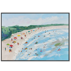 Sunny Beach Day Textured Oil Painting #NM670