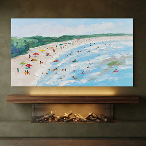 Sunny Beach Day Textured Oil Painting #NM670