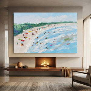 Sunny Beach Day Textured Oil Painting #NM670