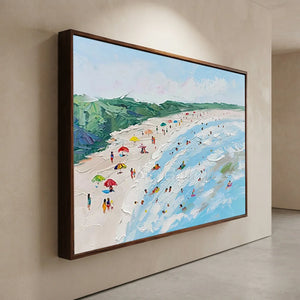 Sunny Beach Day Textured Oil Painting #NM670