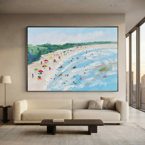 Sunny Beach Day Textured Oil Painting #NM670