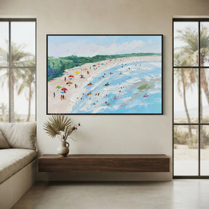 Sunny Beach Day Textured Oil Painting #NM670