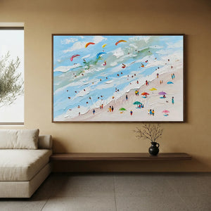 Sunny Beach Day Textured Painting #NM671
