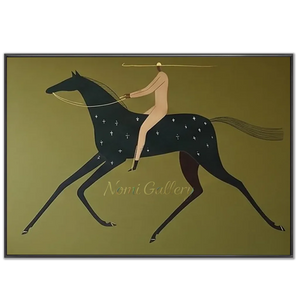 Olive-Green-Equestrian-Abstract-Art-black-frame-02.webp