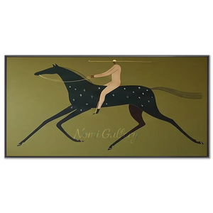 Olive-Green-Equestrian-Abstract-Art-black-frame-03.webp