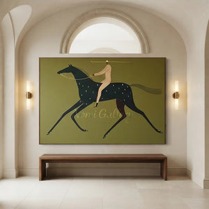 Olive-Green-Equestrian-Abstract-Art-for-art-corridor-decor-07.webp