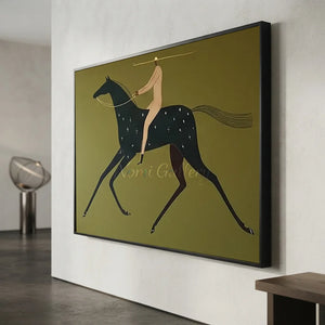Olive-Green-Equestrian-Abstract-Art-for-hallway-wall-decor-05.webp