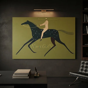 Olive-Green-Equestrian-Abstract-Art-for-study-room-decor-04.webp