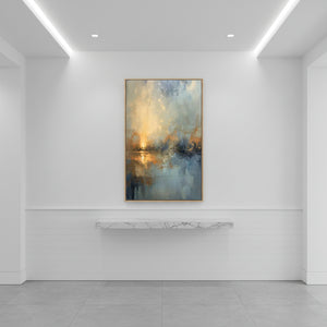 Wabi-Sabi Golden Sunrise Abstract Oil Painting #SS089
