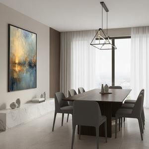Wabi-Sabi Golden Sunrise Abstract Oil Painting #SS089