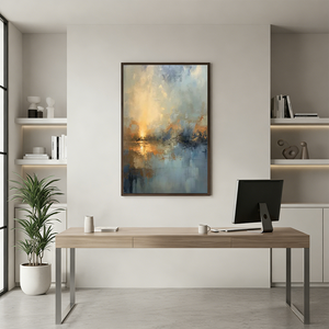 Wabi-Sabi Golden Sunrise Abstract Oil Painting #SS089