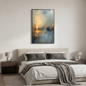 Wabi-Sabi Golden Sunrise Abstract Oil Painting #SS089