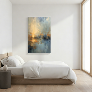 Wabi-Sabi Golden Sunrise Abstract Oil Painting #SS089